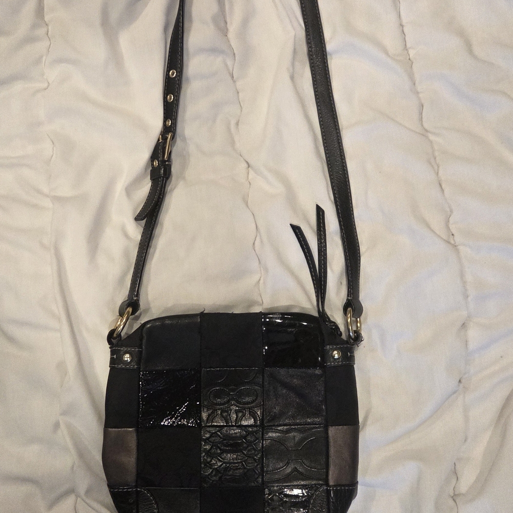 Patchwork Black and Gray Crossbody Bag